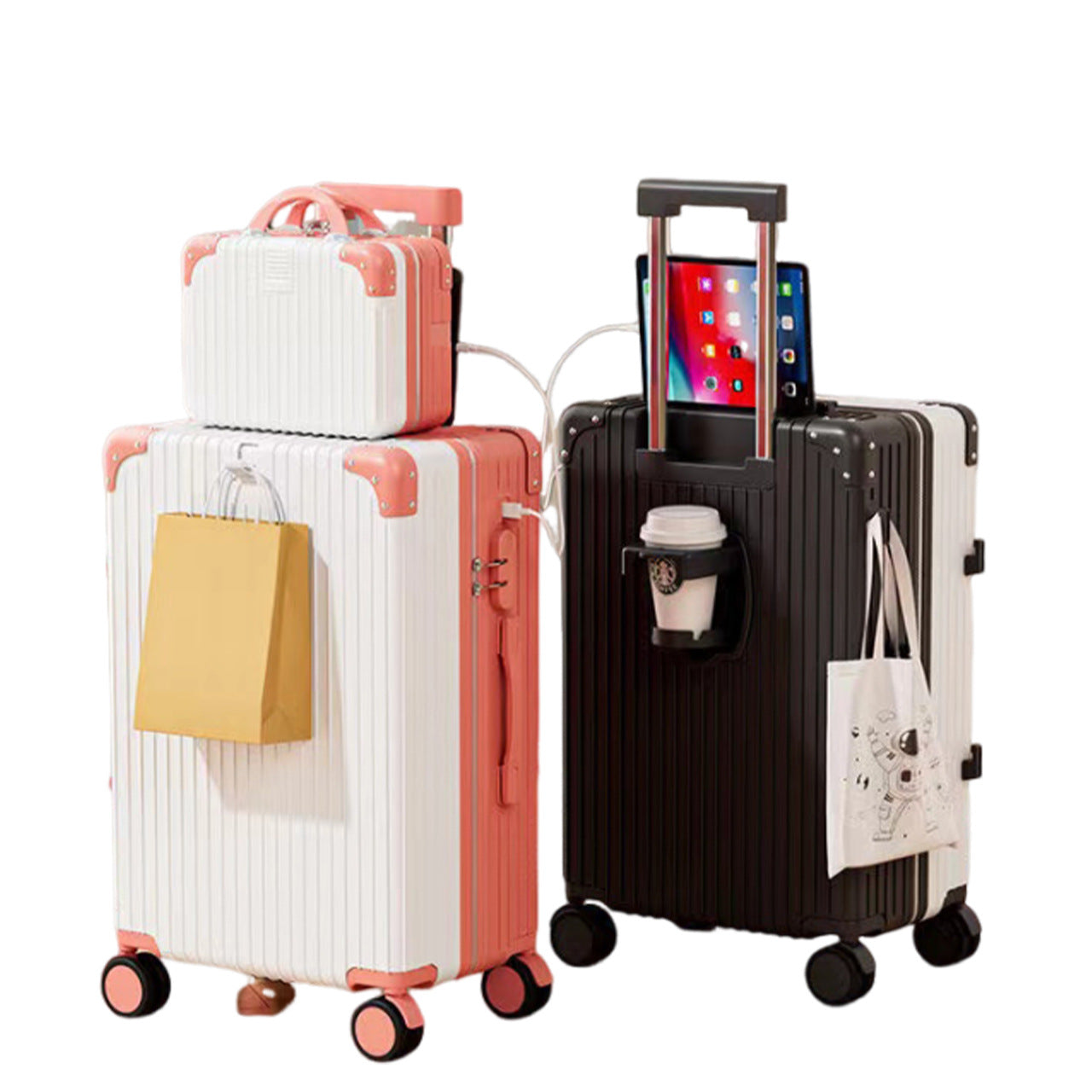 Retro suitcase 24 inch student universal wheel trolley case multi-functional travel password case boarding case travel bag
