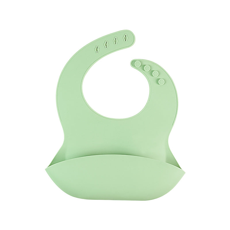 Baby three-dimensional silicone bib bib baby solid color leave-in saliva pocket waterproof and anti-dirty children's complementary food rice pocket