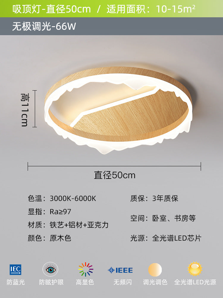 Bedroom ceiling light modern minimalist full spectrum eye protection walnut color retro warm romantic master bedroom room lighting