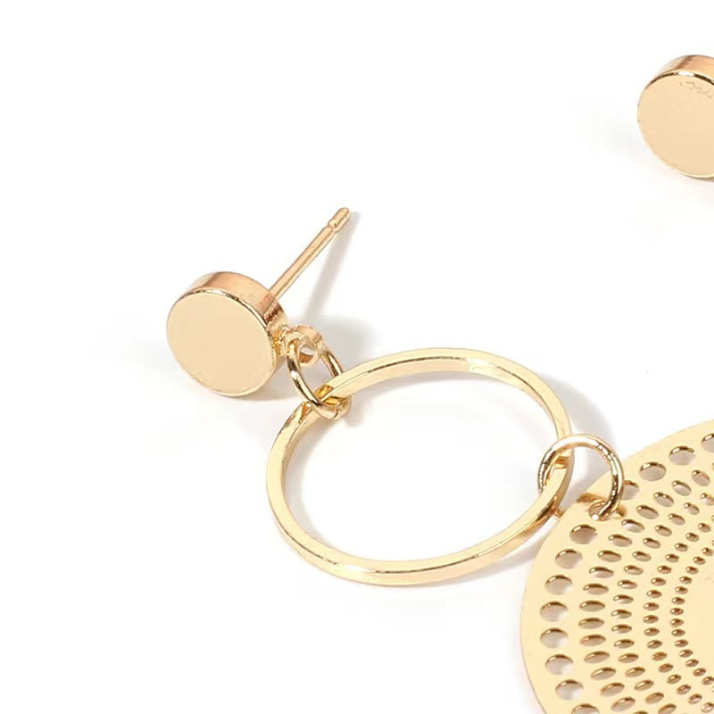 European and american cross-border influencer style hollow geometric circle earrings, european and american style bohemian round earrings