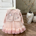 【in stock】girls' outfit  winter new arrival: hello kitty plush vest & fleece tulle skirt sweet princess two-piece set