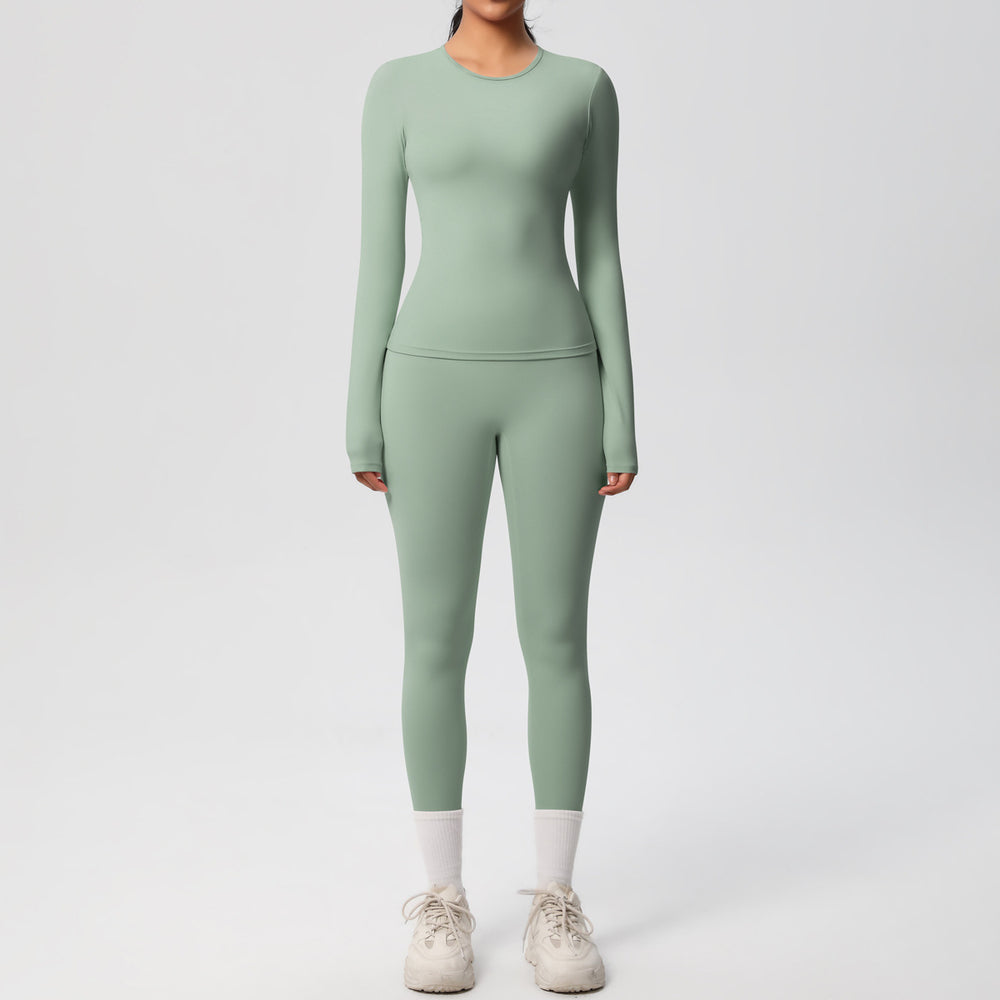 New arrival: european and american style solid color double-sided brushed breathable compression yoga set - 8 piece activewear set for running and fitness