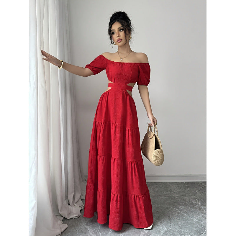 Aliexpress 1688 independent station in stock elegance backless bows waist women's dress