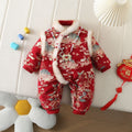 Baby girl winter new year greetings clothes baby winter clothes thickened romper romper winter outing retro one-piece