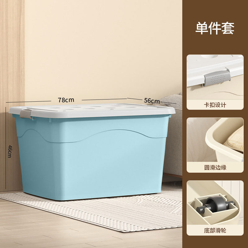 New Plastic Storage Box Cream Wind Large Capacity Extra Large Household Student Books Clothes Quilts Household Organizing Box