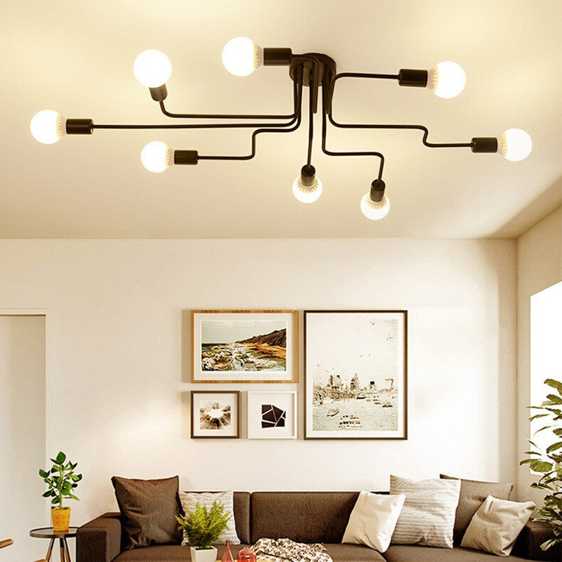 Nordic American simple modern living room wrought iron industrial wind ceiling light study bedroom dining room clothing store led light