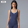Color block u-back sports bra top - women's sleeveless workout tank with padded cups - perfect for yoga and fitness (model d25152)