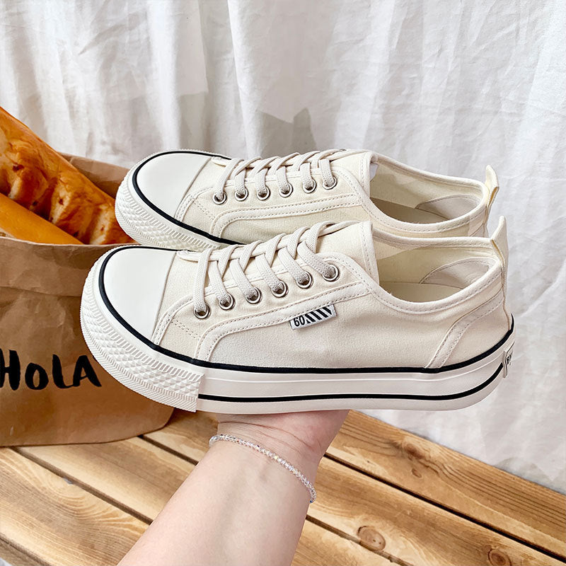2026 spring new arrival simple canvas shoes for female students k-styleeasiest for match one-legged ugly thick-soled sneakers big toe women's shoes
