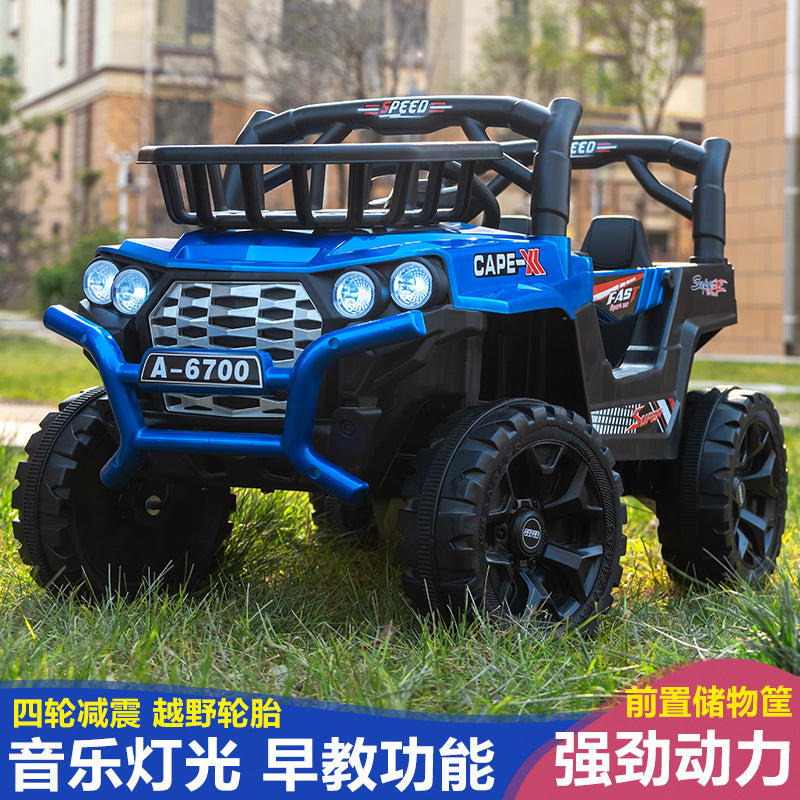 New children's electric car four-wheel car with remote control baby toy car charging can sit and swing the stroller