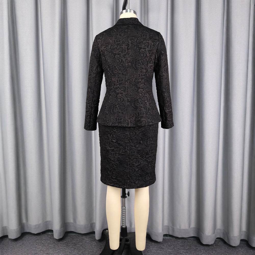 Professional commute suit dress set - stylish, figure-flattering, high-end jacquard fabric two-piece set
