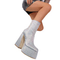 Fashion fashion show waterproof platform 2025 new export large size heavy industry full diamond elegant high heel fashion boots