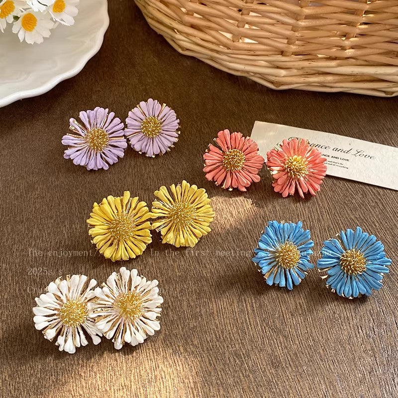 Bohemian yellow sunflower earrings for women - 2026 new trendy stud earrings, perfect for beach vacations and photoshoots