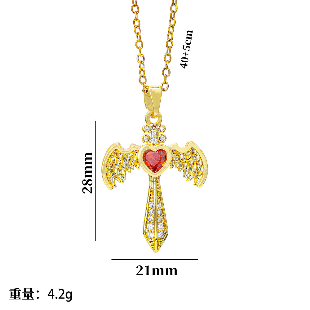 popular titanium steel wings cross necklace classyaccessible luxury pendant niche style design new arrivalsweater chain jewelry