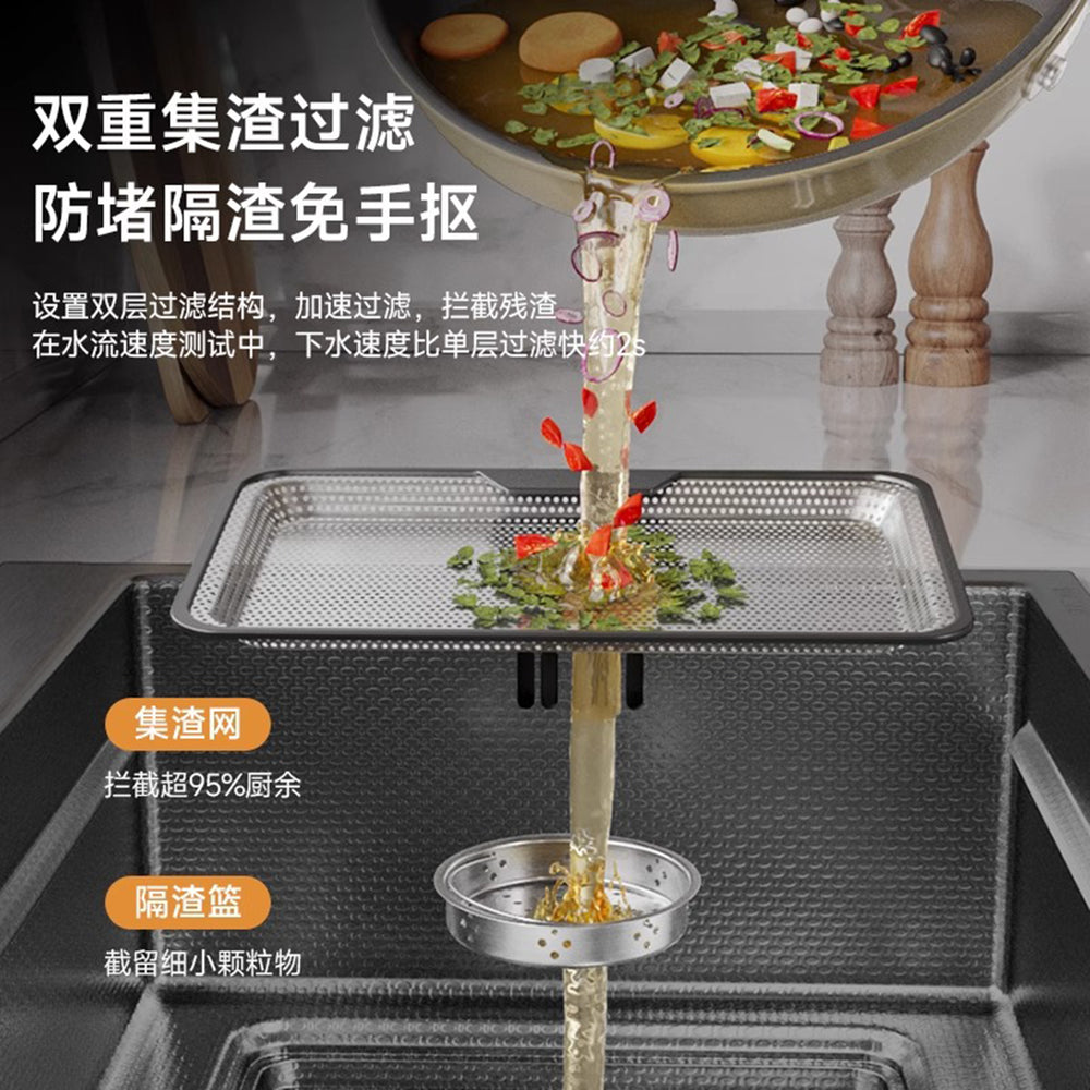 Thickened 5mm slag collection kitchen sink large single slot 304 stainless steel for home vegetable basin countertop middle and lower dishwashing sink