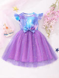 Girls' (toddler) dress, summer flutter sleeve fish scale mesh