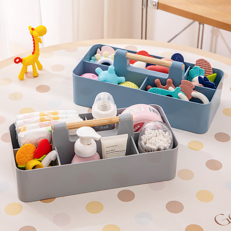 Portable and convenient baby diapers bottle storage box household multi-grid baby care toiletries finishing box