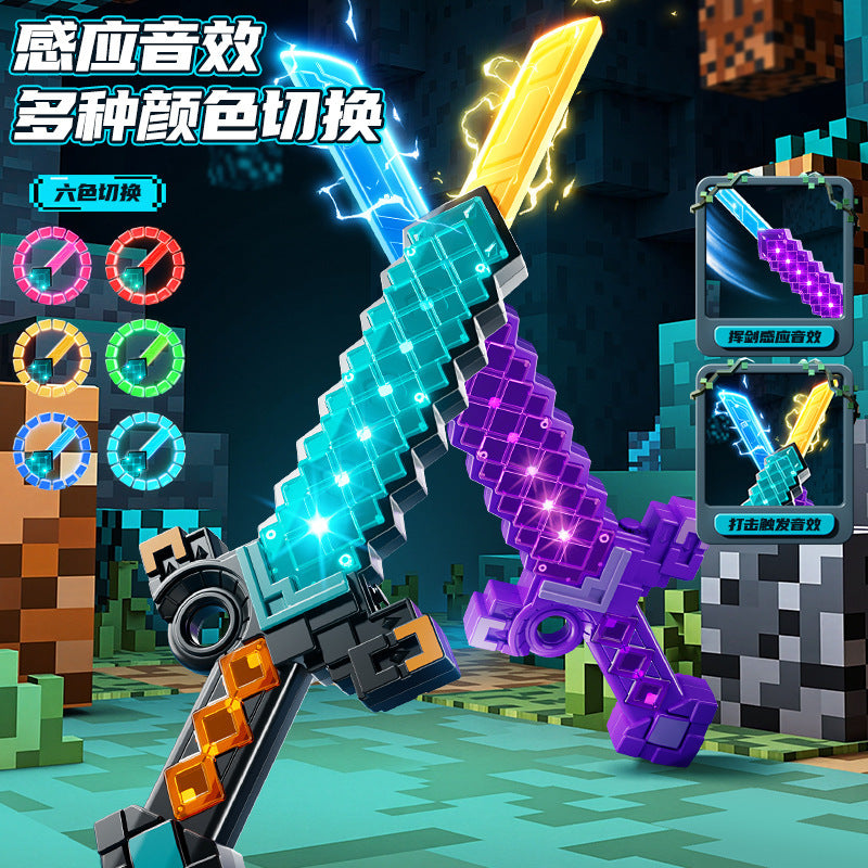 My diamond sword world laser sword pixel weapon minecraft kids boys light-up night light toy - wholesale from manufacturer