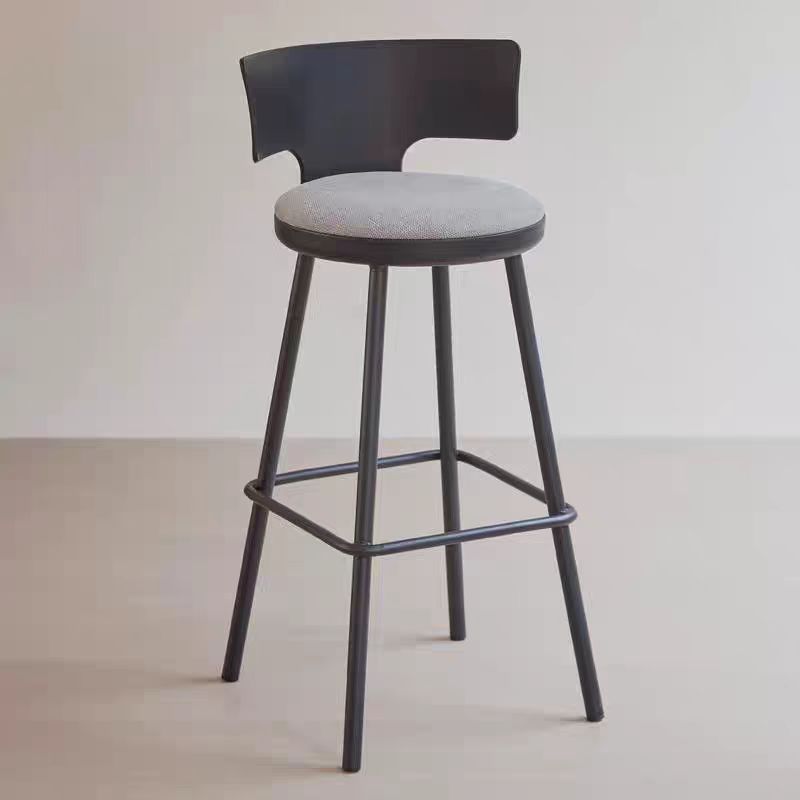 Minimalist nordic bar stool, plastic bar stool, cafe high stool, bar counter chair, backrest high chair, metal outdoor