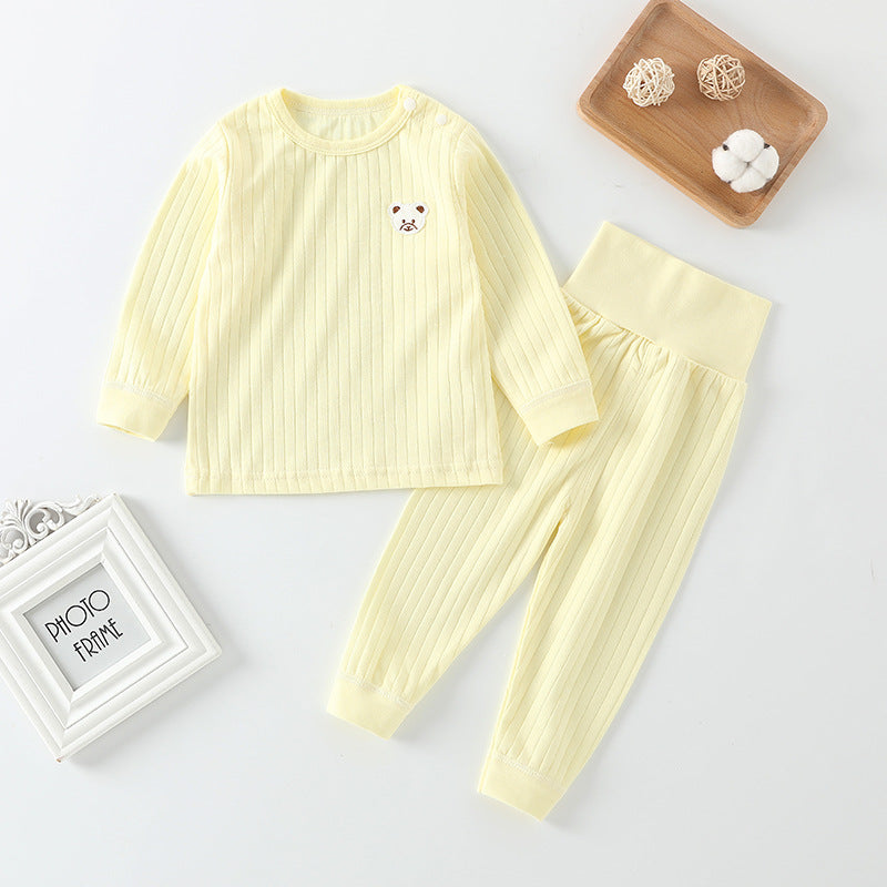 Baby autumn clothessuitpure cotton baby high waist belly protector boys pajamas girl home clothes spring & fall kidsintimates