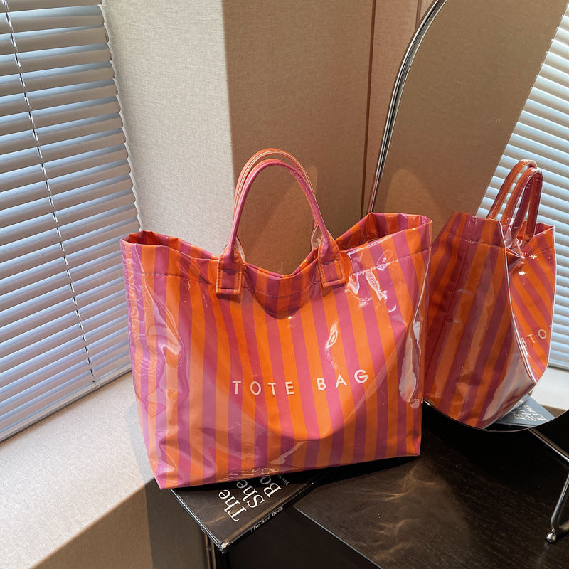 Printed letter large capacity tote bag - 2026 new spring trendy minimalist casual women's handbag tote