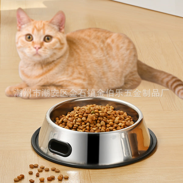 Dog bowl Large dog single bowl with holes Non-slip and anti-knock meal bowl Food basin Stainless steel pet bowl Large thickened dog basin