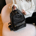 Large capacity women's bag 2025 new korean retro crocodile pattern commuter backpack women's travel laptop backpack