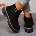 cross-border round toe side zipper martin boots ankle boots chunky heel new autumn/winter plus size women's ankle boots