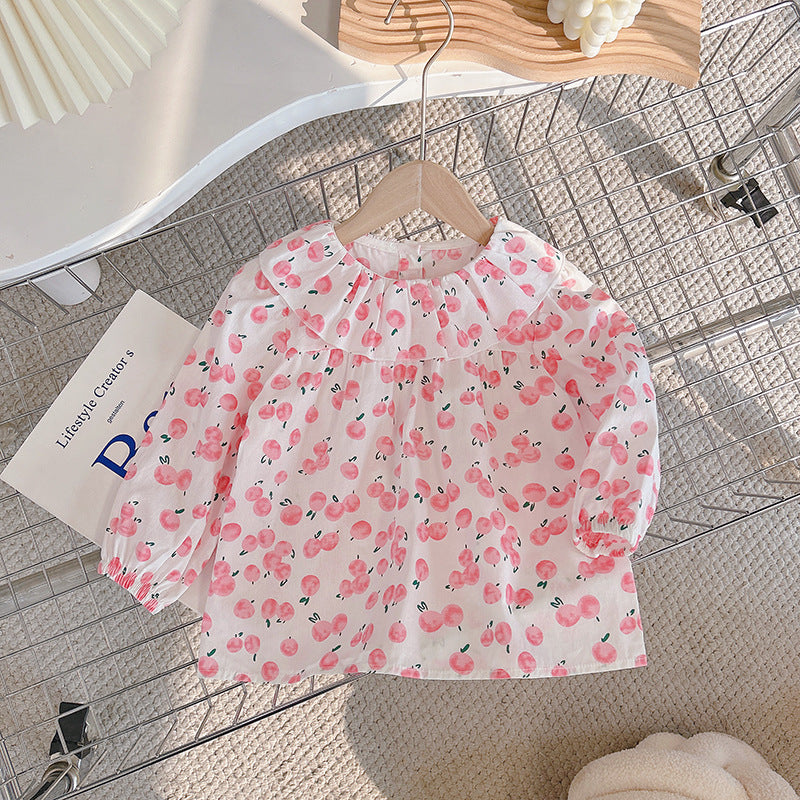 new arrival: 100% cotton girls' blouse - spring/autumn long sleeve, peter pan collar, sweet & korean style baby shirt