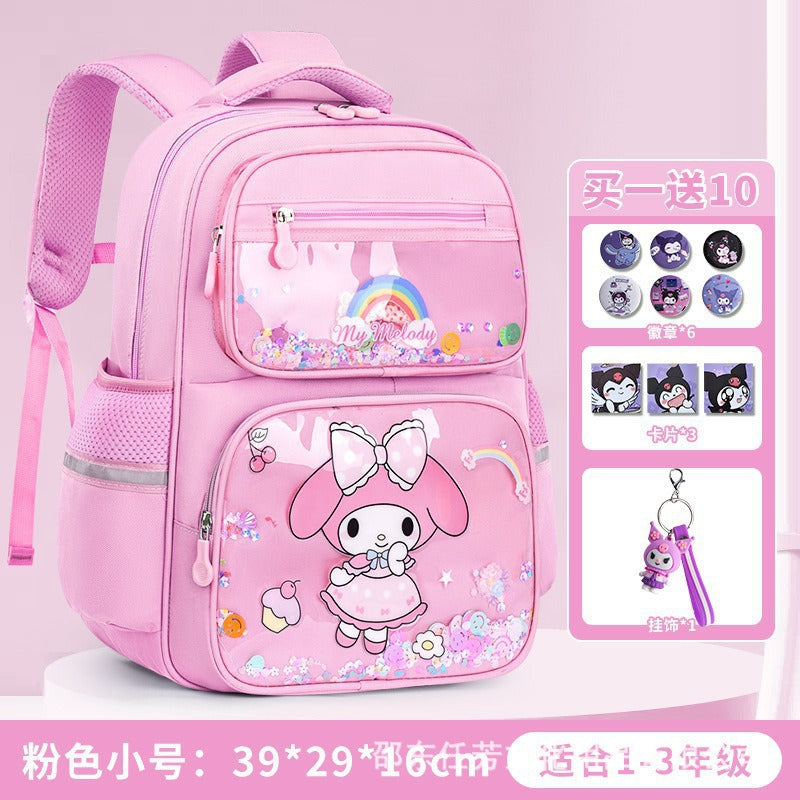 cartoon school backpack for elementary school students, grades 1-6 - quicksand cute girl kuromi fun backpack