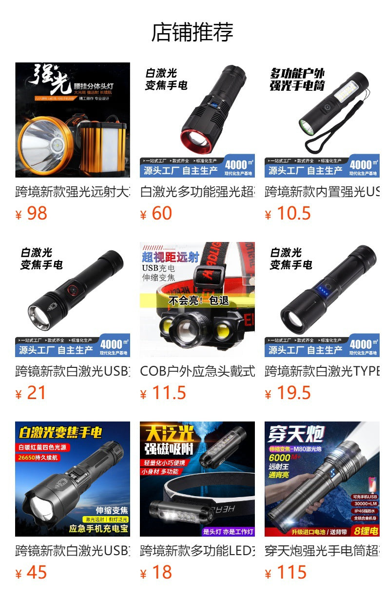 Cross-border new solar USB charging multi-function outdoor home LED strong light portable flashlight