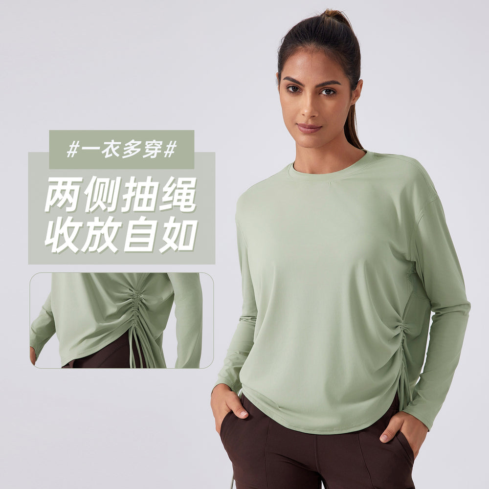 New women's yoga top - barely there feel, loose fit, long sleeve t-shirt - quick dry, breathable, training, running, fitness apparel daw187