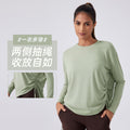 New women's yoga top - barely there feel, loose fit, long sleeve t-shirt - quick dry, breathable, training, running, fitness apparel daw187