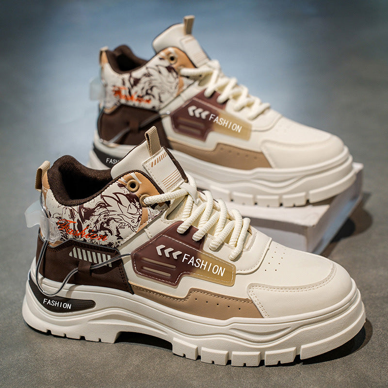 Boots men's spring 2025new arrival high-top sneakers breathable casualeasiest for matchmentrendy flat thick-soled trendy shoes