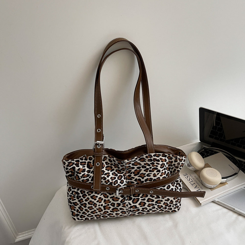 2025 new autumn/winter women's retro leopard print handbag - versatile shoulder bag, light luxury texture, perfect for work and commuting