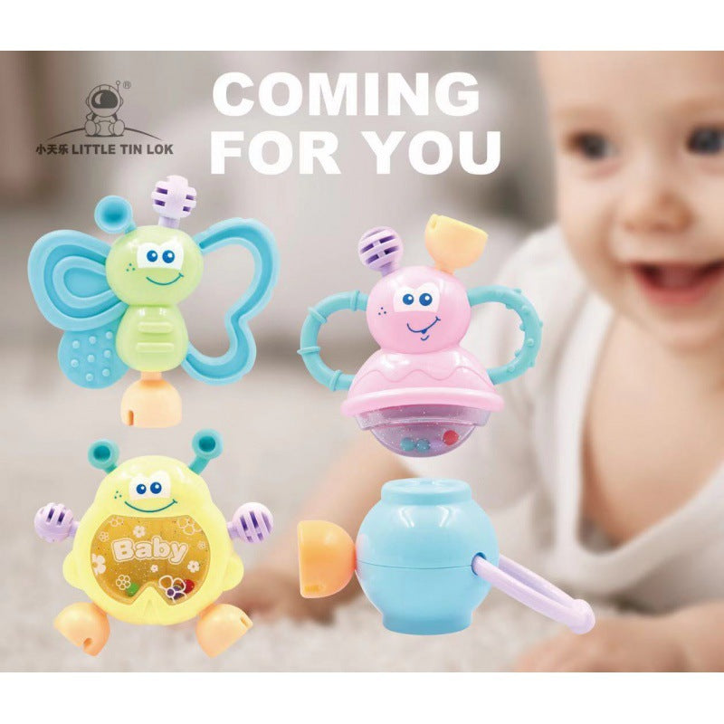 Cross-border South East Asia Baby Hand Rattle Toy Storage Box Baby Coaxing Artifact Sand Hammer Educational Teeth Biting Tooth Glue Ball Set