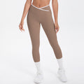 new arrivalfashioncontrast color cross tight high elastic high waist loose pants sports running fitness yoga nine-point pants