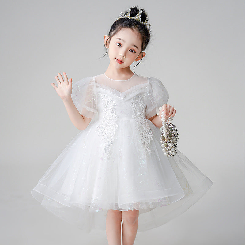Girls' train dress, stylish children's princess dress, new baby catwalk piano performance clothes, in stock wholesale