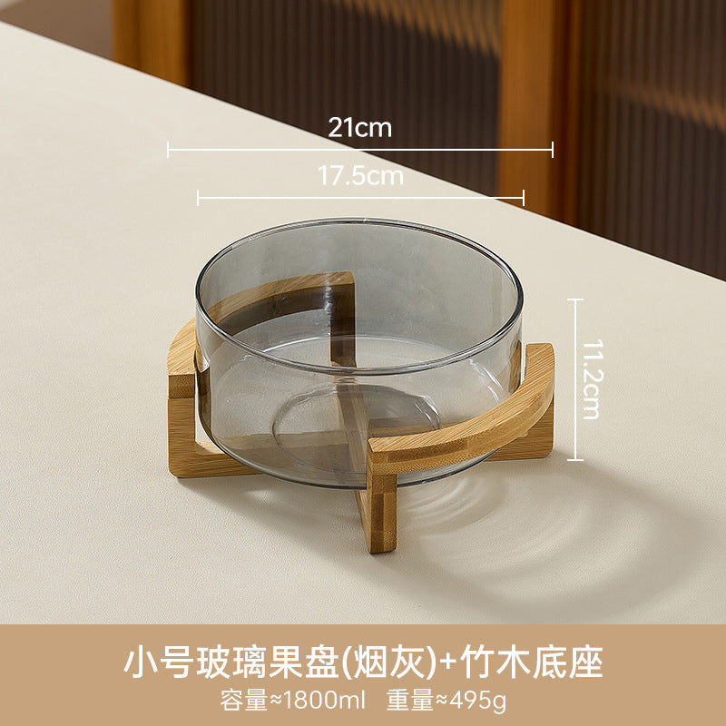 Glass fruit bowl salad bowl with stand - ideal for hotel reception, ktv buffets, home use, welcome snacks, candy storage, and fruit serving