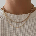 Wholesale braided chain necklace - european & american style, minimalist alloy, unisex, niche, cool & edgy, double layered, choker necklace