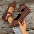 Exportplus sizeflats elastic band flatsflats women's cross-border suede pointed toe slip-on lazy work women's shoes wholesale