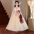 Girls' high-end formal dress  new arrival: shawl and ribbon detail, european and american style, perfect for piano recitals, banquets, and evening events. in stock for cross-border e-commerce