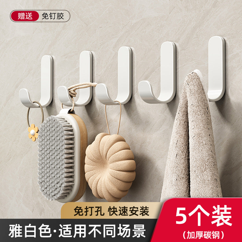 Hook adhesive punch-free kitchen wall hanging gun gray adhesive hook wall sticker wall load-bearing kitchen bathroom door back hook