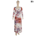 african plus size women's clothing:  &  printed round neck slimming a-line dress