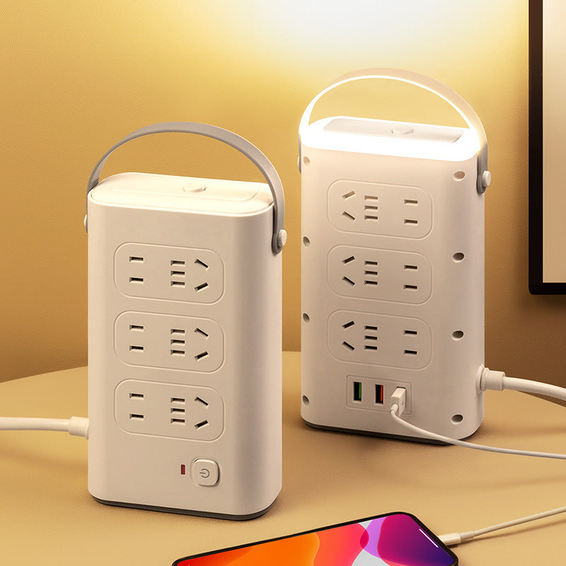 Vertical socket panel multi-hole office power strip for home tower type with night light multi-function power strip with usb multi-purpose