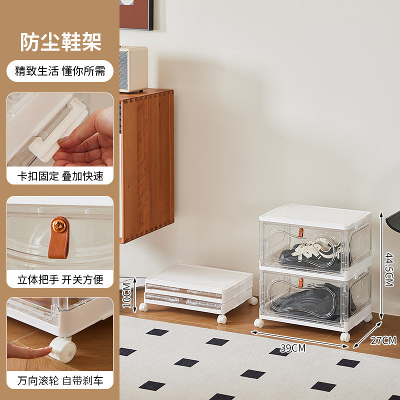 Door shoe cabinet foldable transparent large-capacity multi-layer shoe display finishing box installation-free dust-proof clean storage