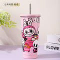 new arrival cartoon thermos cup stainless steel liner coffee cup high-looking large-capacity portable straw water cup batch