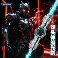 New fire blade double-edged lightsaber - dual-head, retractable, rotating, with colorful lights and sound effects - laser toy gift for boys and girls