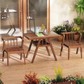 Solid wood tea table set - compact home furniture, table and two chairs combination, balcony storage leisure table and chair three-piece set