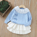 Dropshipping  autumn new girls' sweater two-piece set - sweet & chic bow detail