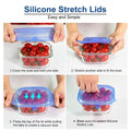 Silicone food storage lid set - 6 piece stretchable airtight bowl covers - food grade silicone reusable square lids